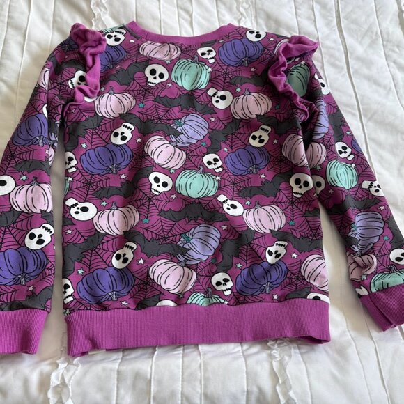 Cheeky Plum Girls Size 10 Halloween Pumpkins Skeletons Bats Pastel Sweatshirt - Picture 4 of 4